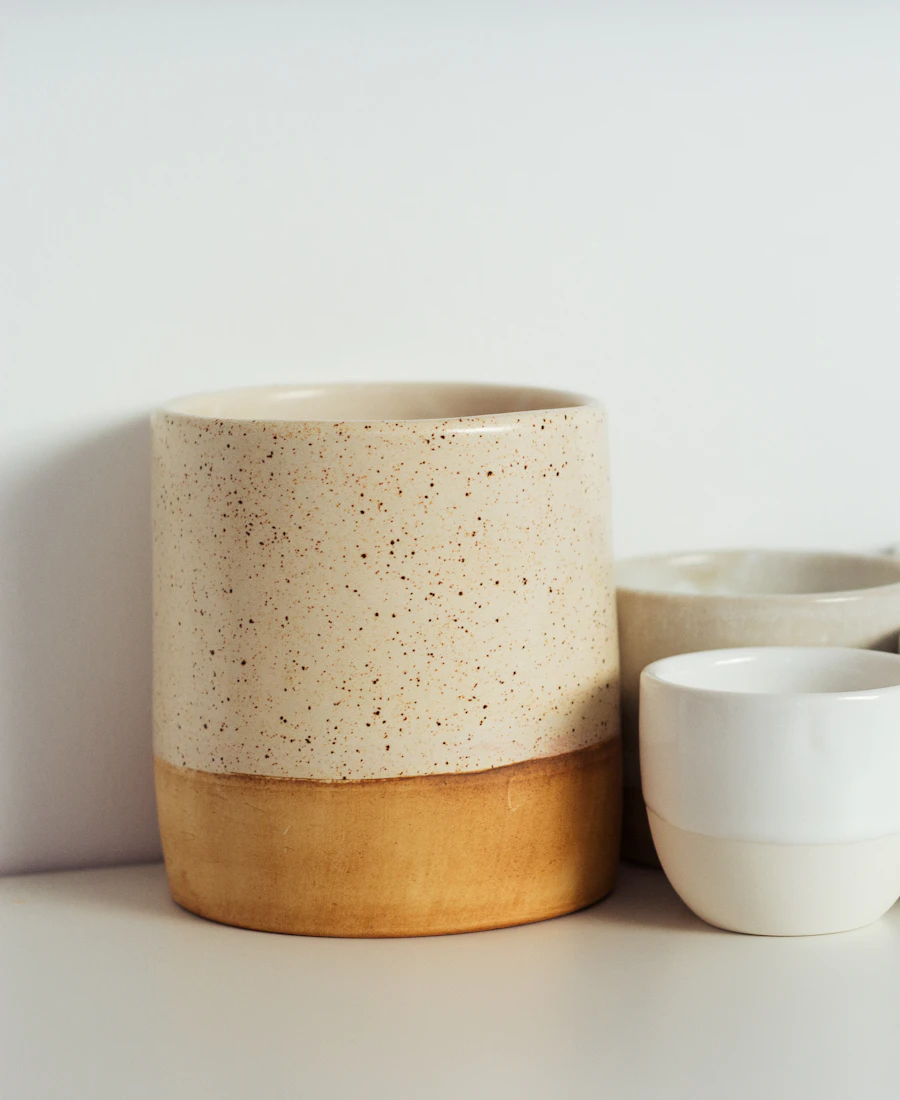 Speckled stoneware cups