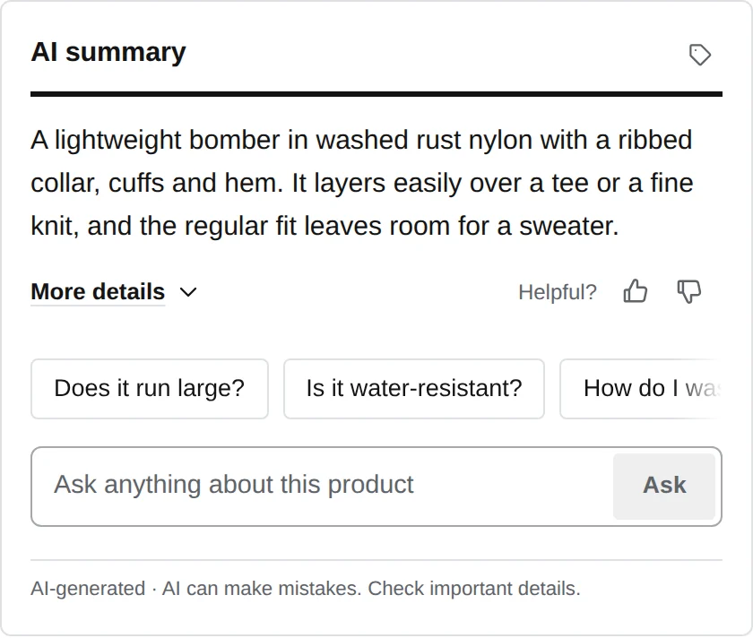 Questions as one row
