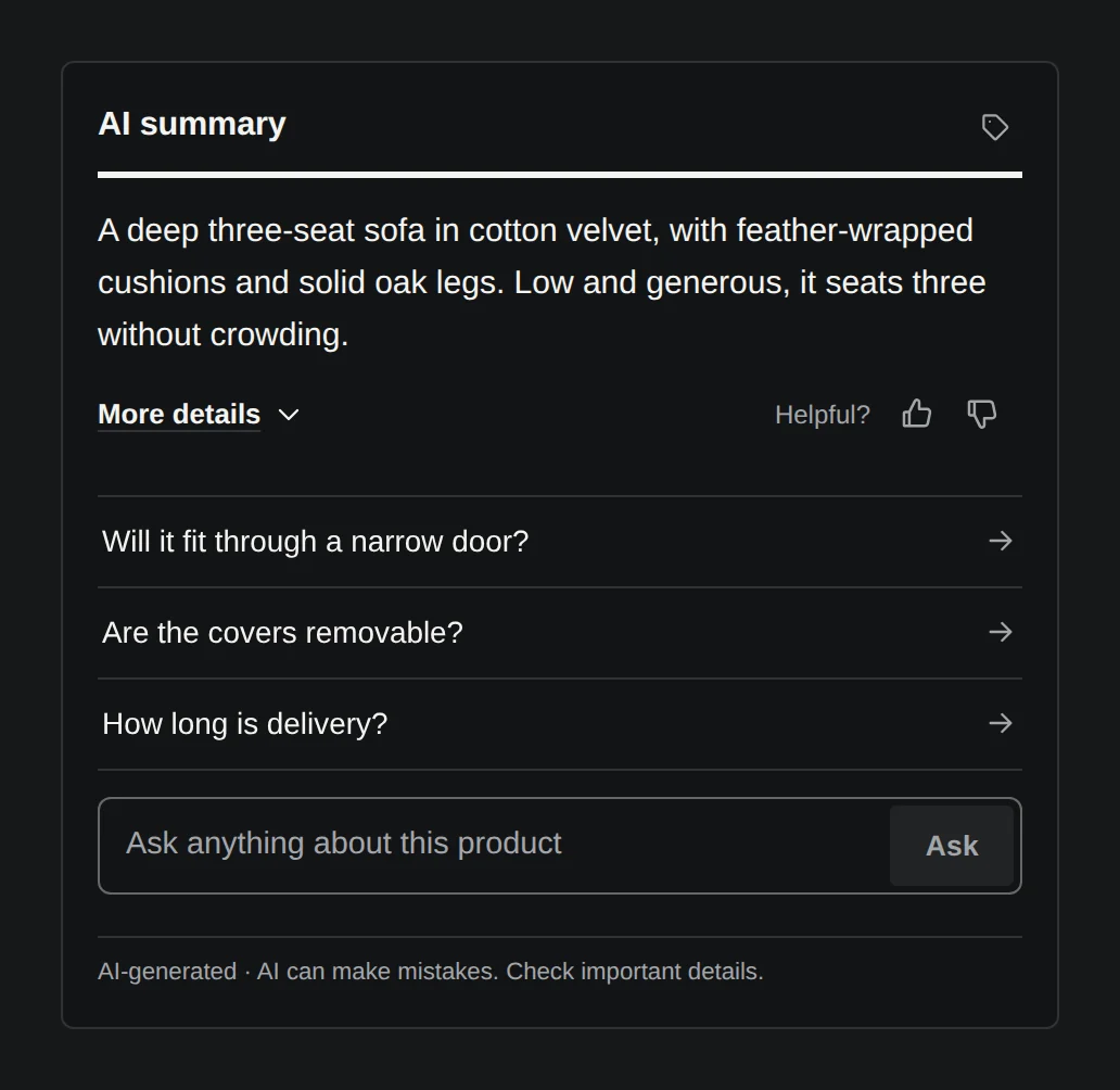 The widget in dark colors on a dark page, with a gold accent.